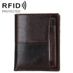 8232 Antimagnetic RFID Men Oil Wax Leather Wallet with Detachable Card Holder, 8232