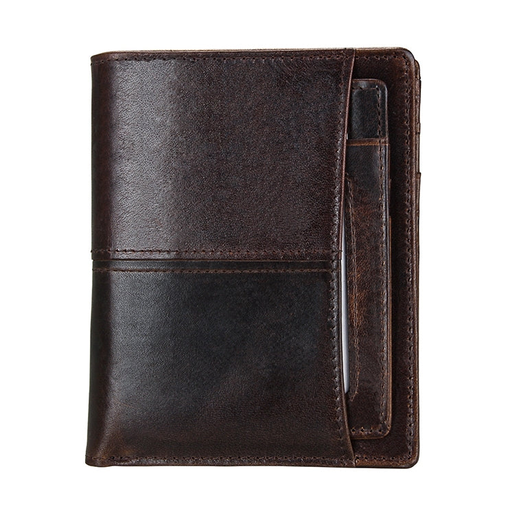 8232 Antimagnetic RFID Men Oil Wax Leather Wallet with Detachable Card Holder, 8232