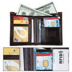 8232 Antimagnetic RFID Men Oil Wax Leather Wallet with Detachable Card Holder, 8232