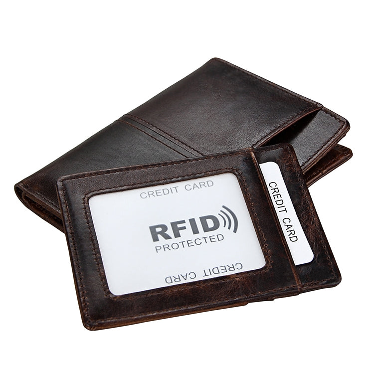 8232 Antimagnetic RFID Men Oil Wax Leather Wallet with Detachable Card Holder, 8232