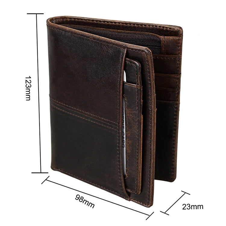 8232 Antimagnetic RFID Men Oil Wax Leather Wallet with Detachable Card Holder, 8232
