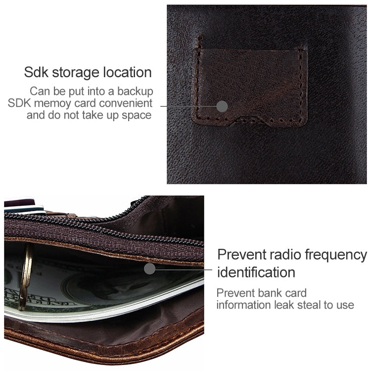 8232 Antimagnetic RFID Men Oil Wax Leather Wallet with Detachable Card Holder, 8232