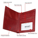 8235 Antimagnetic RFID Multi-function Crazy Horse Texture Leather Wallet Passport Bag
