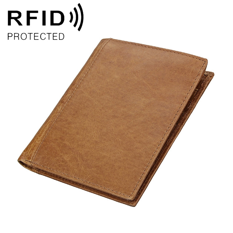 8235 Antimagnetic RFID Multi-function Crazy Horse Texture Leather Wallet Passport Bag