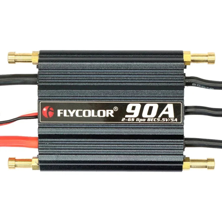 Flycolor Flymoster Series 90A 2-6S Waterproof Electronic Speed Controller for RC Boat, 90A 2-6S