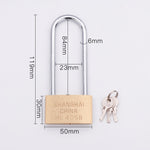 Copper Padlock Small Lock, Style: Long Lock Beam, 50mm Not Open, Long, 50mm Not Open