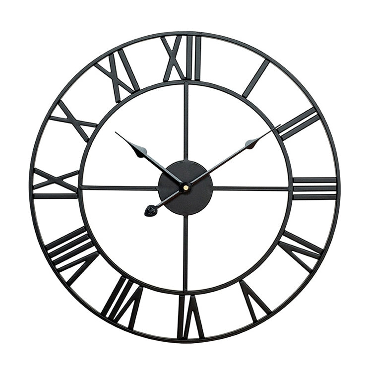 40cm Retro Living Room Iron Round Roman Numeral Mute Decorative Wall Clock, 40cm