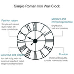 40cm Retro Living Room Iron Round Roman Numeral Mute Decorative Wall Clock, 40cm