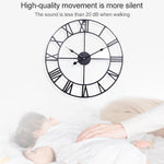 40cm Retro Living Room Iron Round Roman Numeral Mute Decorative Wall Clock, 40cm
