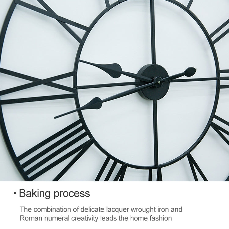 60cm Retro Living Room Iron Round Roman Numeral Mute Decorative Wall Clock, 60cm
