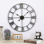 80cm Retro Living Room Iron Round Roman Numeral Mute Decorative Wall Clock, 80cm