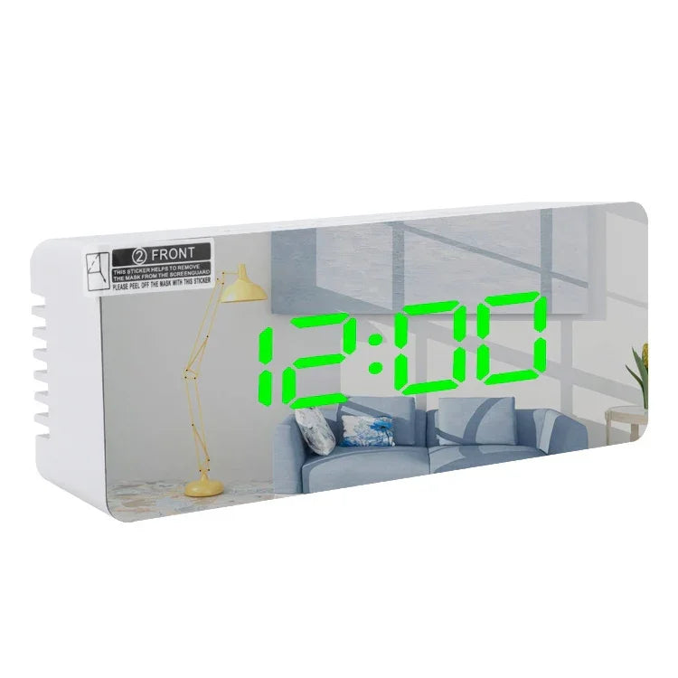 ساعة منبه LED متعددة الوظائف TS-S69-R بطارية / قابلة للشحن عبر الكهرباء، مرآة مكياج مزدوجة الاستخدام، TS-S69-G، TS-S69-HW