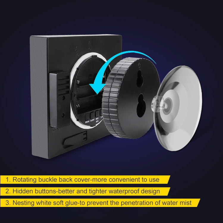 TS-WP10-W Waterproof Bathroom Wall Clock Timer Household Thermometer Hygrometer, TS-WP10-W, TS-WP10-B