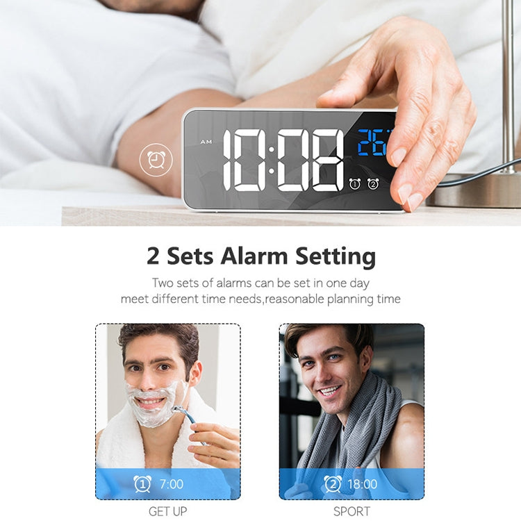 Bedside Alarm Clock Sound Control Mirror LED Music Clock