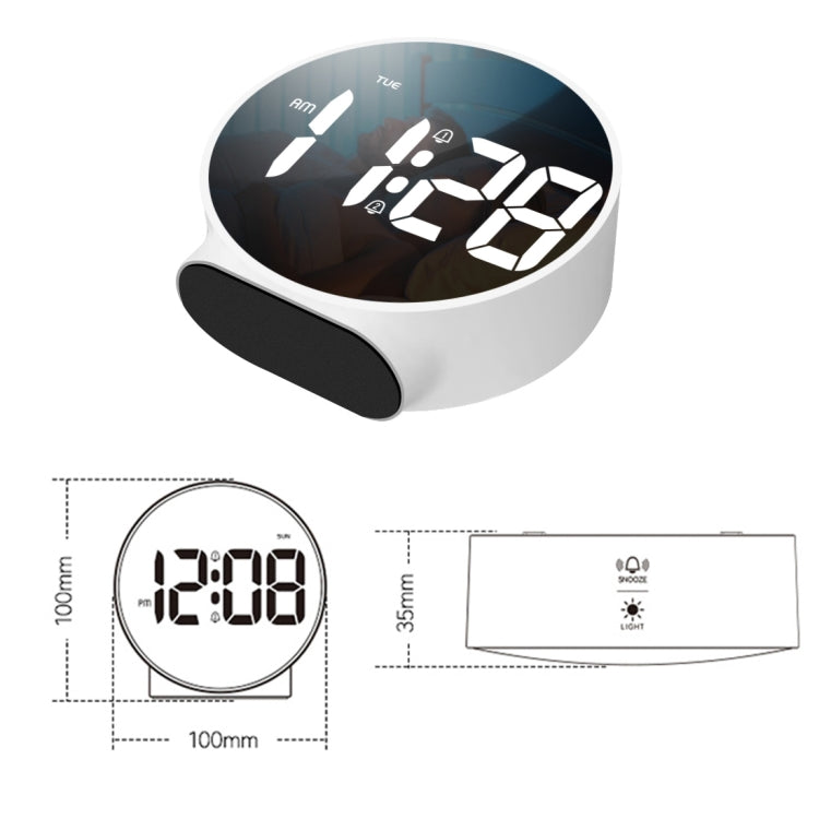 8816 LED Mirror Round Dual-purpose Alarm Clock, 8816(Black), 8816(White)
