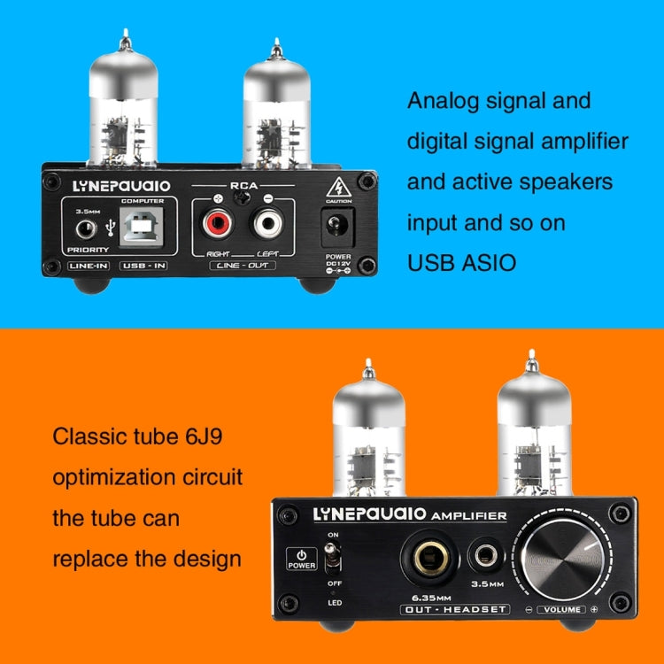 LINEPAUDIO A962 HiFi 6J9 Vacuum Tube Power Headphone Amplifier USB ASIO Sound Card, A962