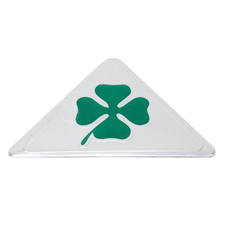 Four Leaf Clover Herb Luck Symbol Aluminum Slim Triangle Badge Emblem Labeling Sticker Styling Car Dashboard  Decoration, Four Leaf Clover 1, Four Leaf Clover 2