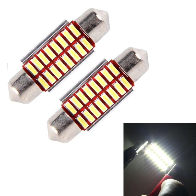 2 PCS DC 12V 3W 36MM Bicuspid Car Door Lamps Registration Mark light Dashboard Dome Door Lights LED Reading Lamp with 16 LED SMD 3014 Lights White, 36MM
