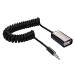 3.5mm Male to USB 2.0 Female Audio Converter Retractable Coiled Cable for Car MP3 Speaker U Disk, Length: 1m, 1pcs