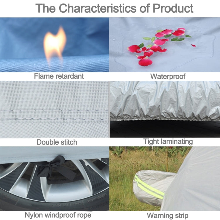 Oxford Cloth Anti-Dust Waterproof Sunproof Flame Retardant Breathable Indoor Outdoor Full Car Cover Sun UV Snow Dust Resistant Protection SUV Car Cover with Warning Strips, Fits Cars up to 5.1m(199 inch) in Length                                       ...