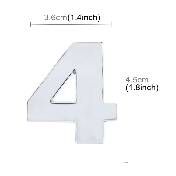 Car Vehicle Badge Emblem 3D Number One Self-adhesive Sticker Decal, Size: 3.6*4.5*0.5cm, 4, 5, 6, 7, 8, 1, 2, 3