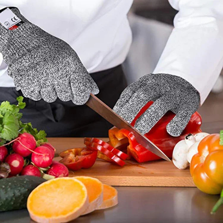 A Pair Cut-resistant Gardening Gloves HPPE Food-grade 5-Level Anti-cutting Anti-wear Safety Working Gloves, Size: L, Length: 24cm, Size: L/Black, Size: L/White