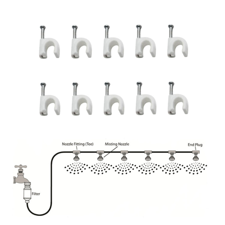 Outdoor Lawn Garden PE Mist Watering Line Misting Cooling System with 6 x Mist Nozzles, Length: 6m, Length: 6m