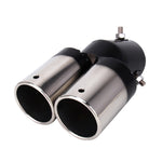Universal Car Styling Stainless Steel Curved Double Outlets Exhaust Tail Muffler Tip Pipe, Curved Double