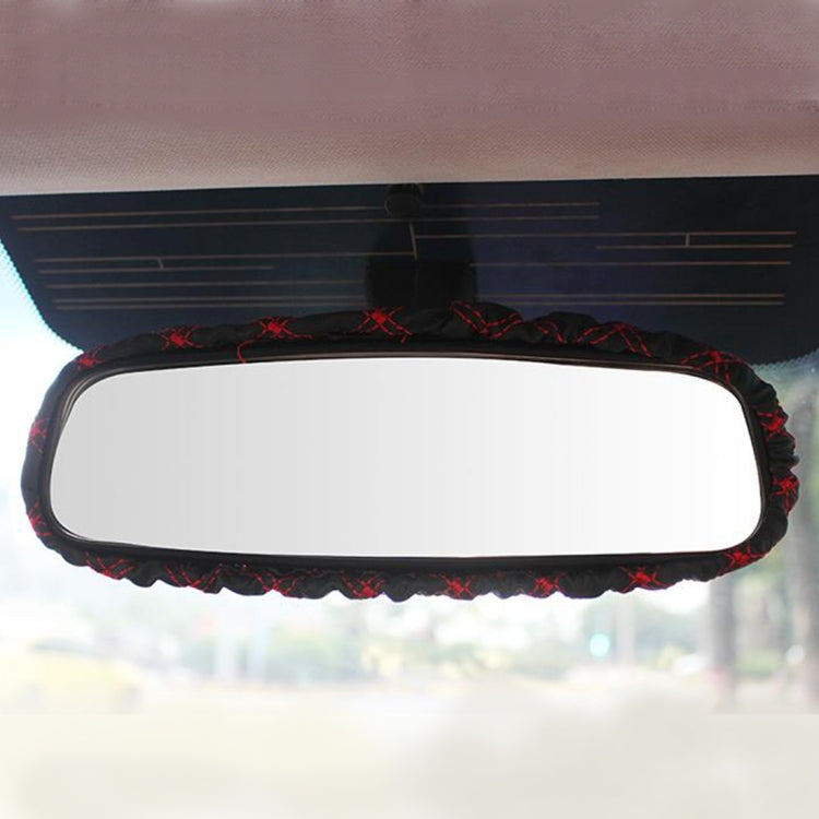 3 PCS Car Hand Brake Cover Shift Knob Gear Stick Cushion Sets Rear View Mirror Sets Cover Car Accessory Interior Decoration Pad, 3 PCS Red, 3 PCS White