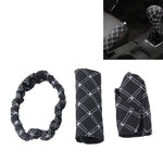 3 PCS Car Hand Brake Cover Shift Knob Gear Stick Cushion Sets Rear View Mirror Sets Cover Car Accessory Interior Decoration Pad, 3 PCS Red, 3 PCS White