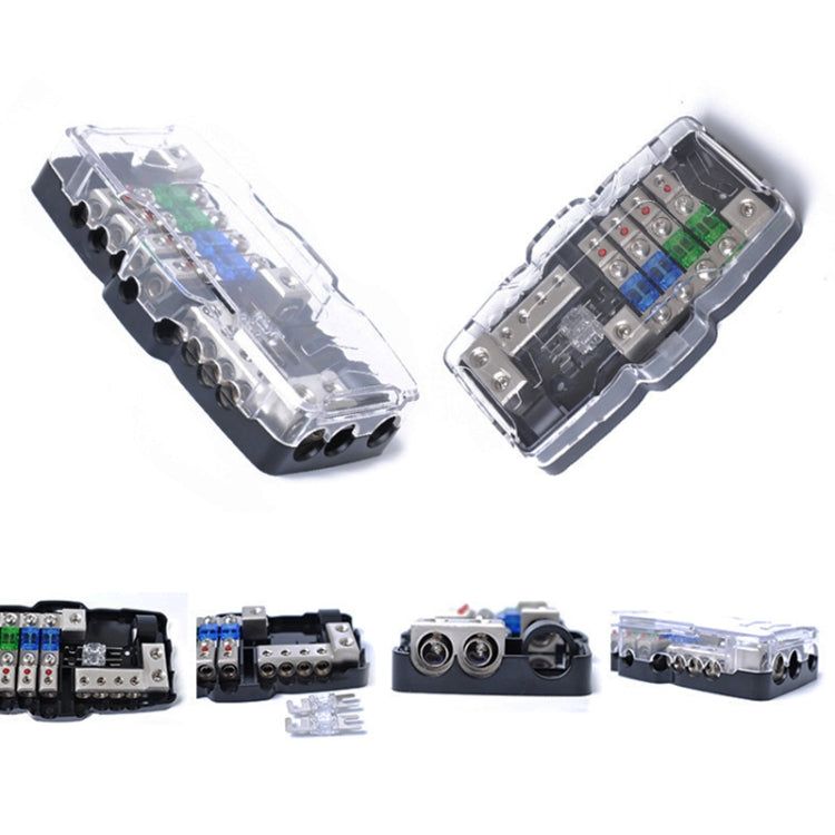 Car Audio Stereo Distribution Block Ground Mini ANL Fuse Block 4 Way Fuse Block 30A 60A 80Amp with LED, 4 Way Fuse Block
