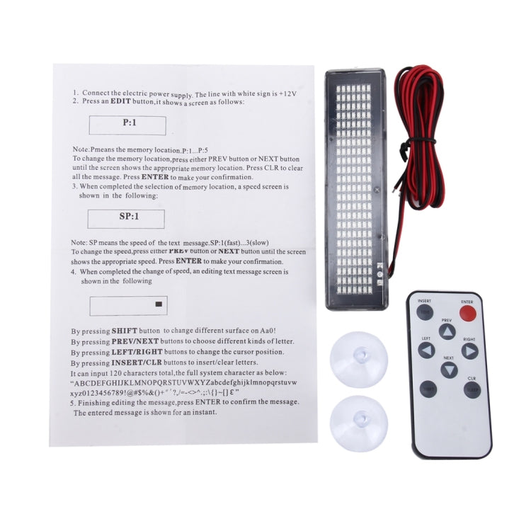 DC 12V Car LED Programmable Showcase Message Sign Scrolling Display Lighting Board with Remote Control, With Remote Control(White Light), with Remote Control (Blue Light), With Remote Control (Red Light)