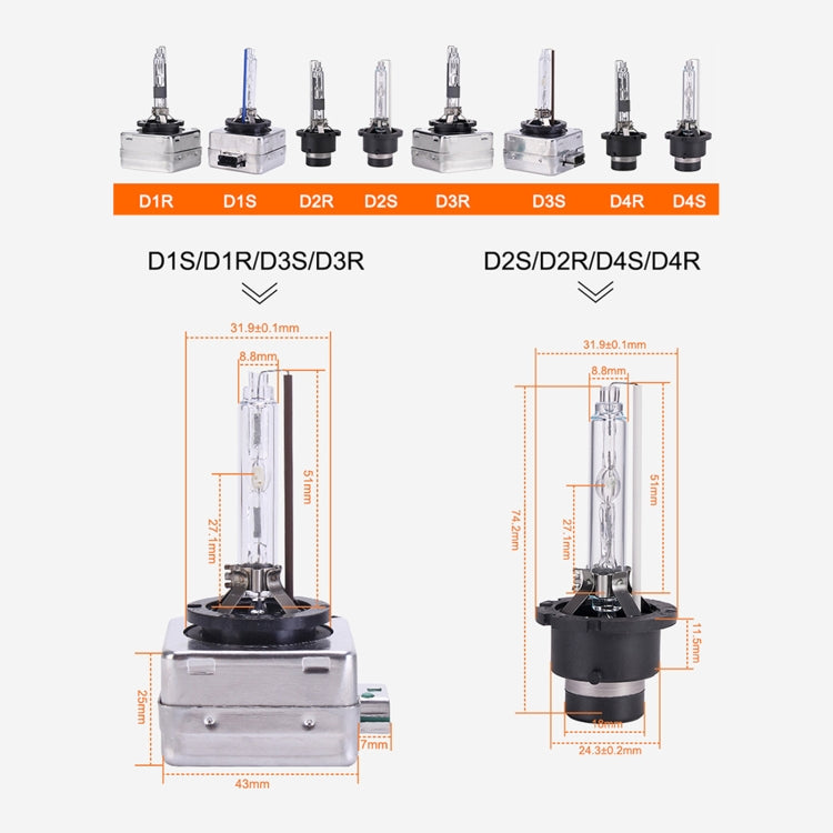 2 PCS D1S 35W 3800 LM 6000K HID Bulbs Xenon Lights Lamps, DC 12V, D1S