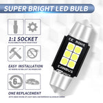 2 PCS 36mm DC12V-24V 3W 6000K 660LM 6LEDs SMD-3030 Car Reading Lamp / License Plate Light, 36mm (3W)