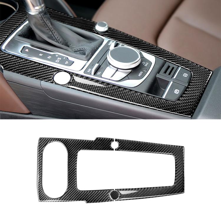 Autocollant décoratif en fibre de carbone pour panneau de levier de vitesse, compatible avec Audi A3 (2014-2017), conduite à gauche.