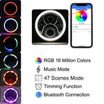 2 PCS 7 inch DC12V 6000K-6500K 50W Car LED Headlight Cree Lamp Beads for Jeep Wrangler / Harley, Support APP + Bluetooth Control, DC12V 6000K-6500K