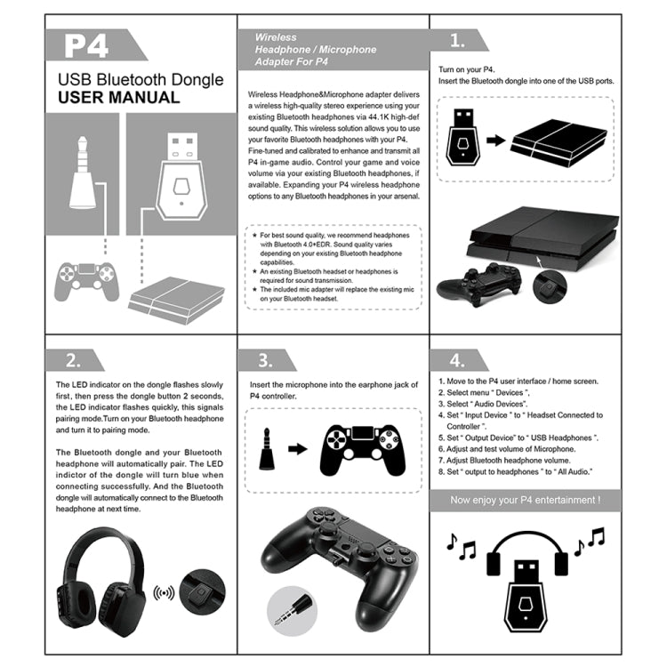 USB 4.0 Bluetooth Adapter Receiver and Transmitters for Sony PlayStation PS4, For PS4
