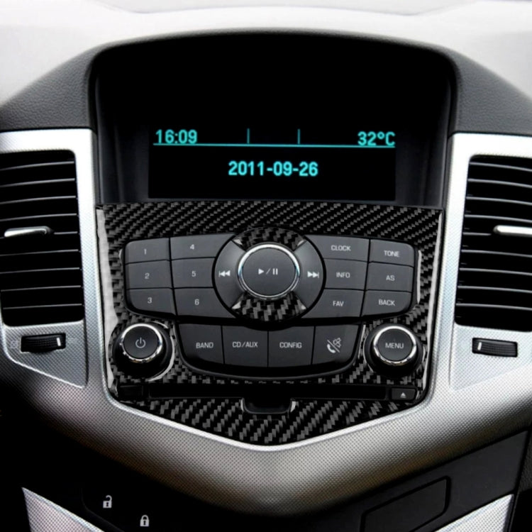 Car Carbon Fiber CD Panel Decorative Sticker for Chevrolet Cruze 2009-2015, Left and Right Drive Universal, CD Panel
