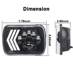 2 PCS 5X7 inch Car Modified Red Background LED Square Headlamp for Jeep Wrangler, For Jeep Wrangler(5X7 inch)