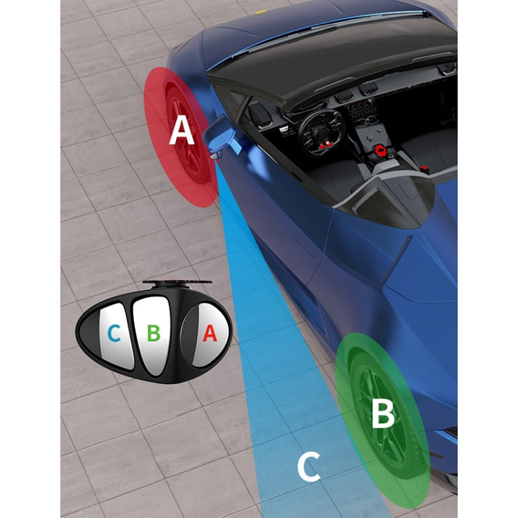 3R-146 3 in 1 Car Rearview Auxiliary Blind Spot Mirror Rear View 146 Front Wheel Mirror for Right Side, 3 in 1 Black Right