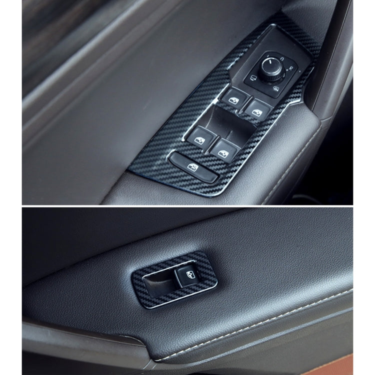 Car Carbon Fiber Window Glass Lifter Panel Decorative Sticker for Volkswagen Tiguan L 2019-2021, Window Glass Lifter