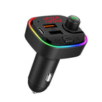 C13 Multifunctional Car Dual USB PD Fast Charger Bluetooth FM Transmitter with Atmosphere Light, C13