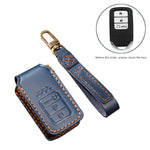 Hallmo Car Cowhide Leather Key Protective Cover Key Case for Honda Civic / Accord 3-button Start, For Honda Civic / Accord 3-button Start