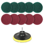 11 in 1 4 inch Sticky Disc Scouring Pad Floor Wall Window Glass Cleaning Descaling Electric Drill Brush Head Set, 11 in 1
