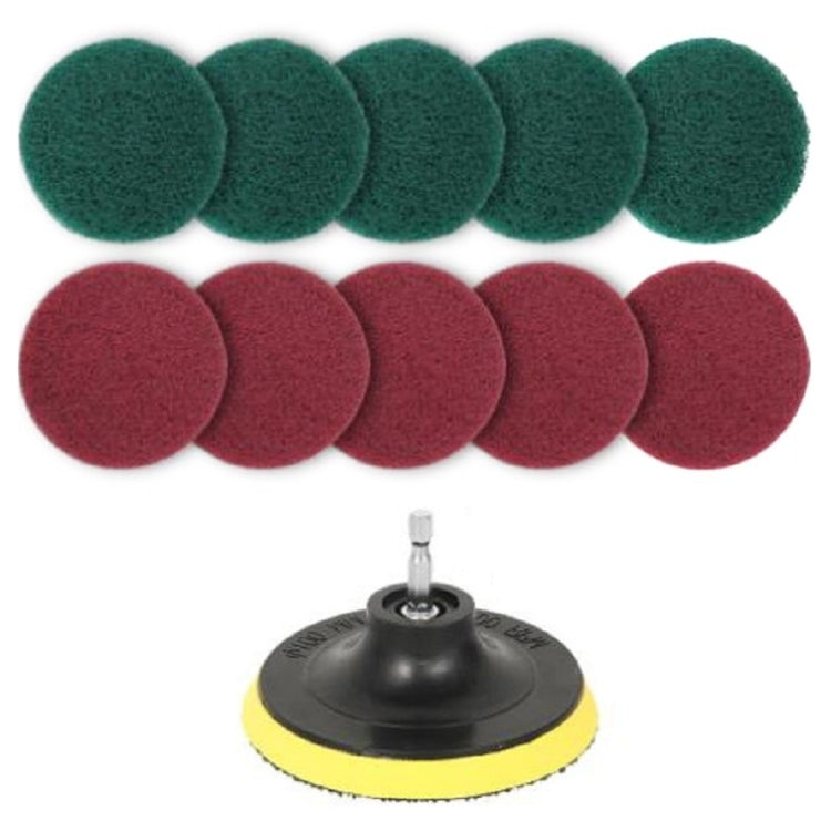 11 in 1 4 inch Sticky Disc Scouring Pad Floor Wall Window Glass Cleaning Descaling Electric Drill Brush Head Set, 11 in 1