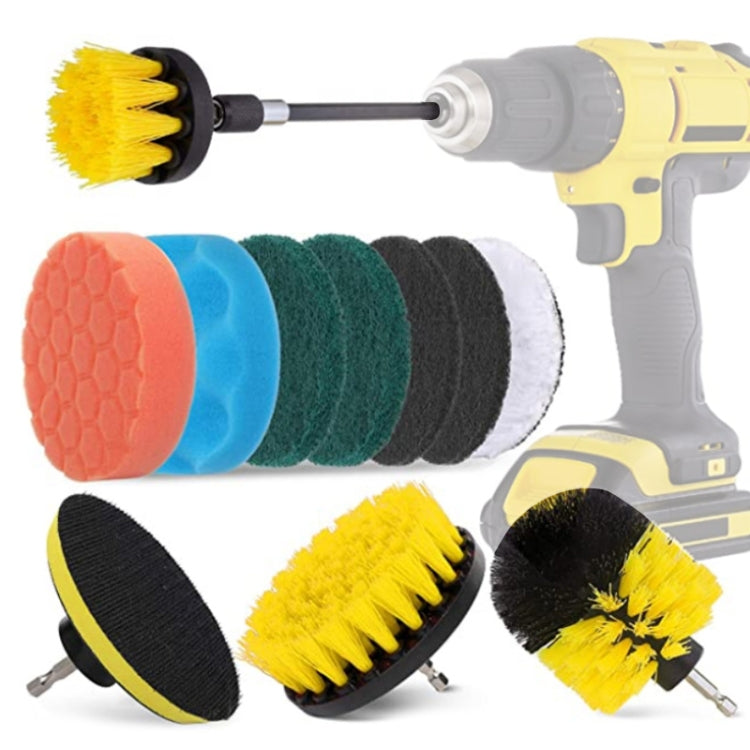 12 in 1 4 inch Sponge Scouring Pad Floor Wall Window Glass Cleaning Descaling Electric Drill Brush Head Set, 12 in 1