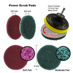 12 in 1 4 inch Sponge Scouring Pad Floor Wall Window Glass Cleaning Descaling Electric Drill Brush Head Set, 12 in 1