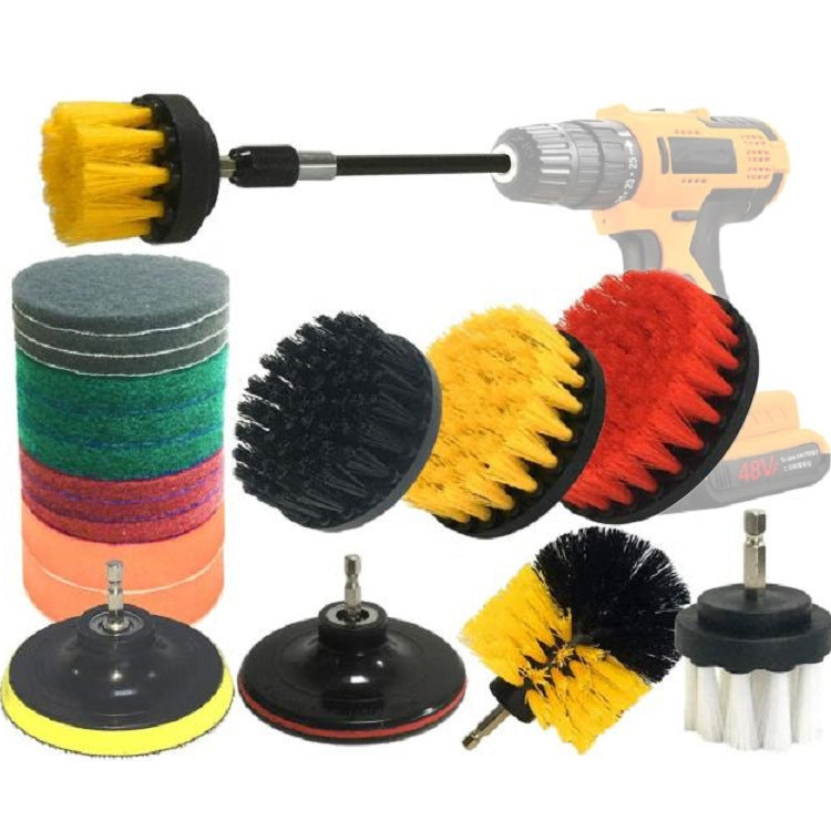 20 in 1 Floor Wall Window Glass Cleaning Descaling Electric Drill Brush Head Set, 20 in 1