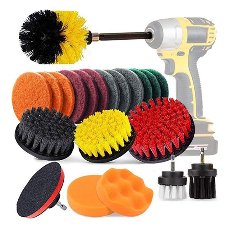 22 in 1 Floor Wall Window Glass Cleaning Descaling Electric Drill Brush Head Set, 22 in 1