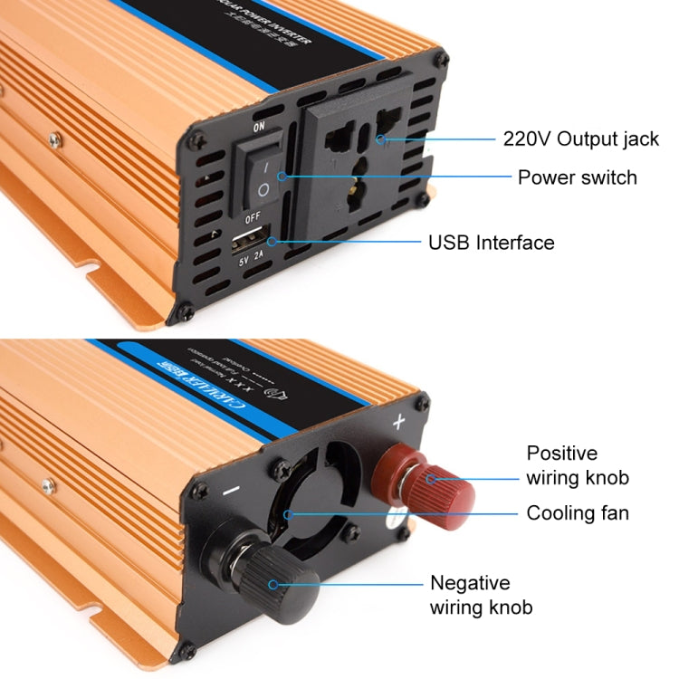 Carmaer 48V to 220V 500W Car Multi-function Double Digital Display Inverter Household Power Converter, 48V to 220V 500W